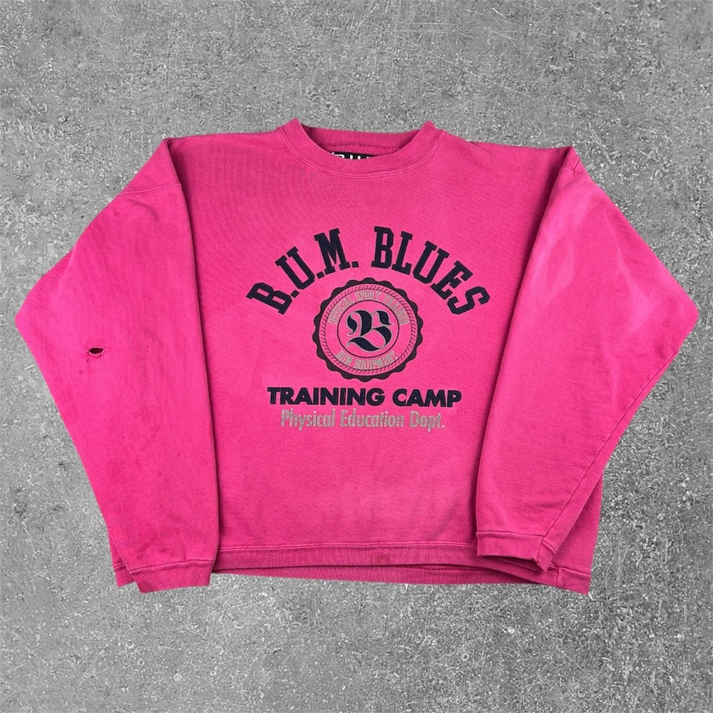 B.U.M. Equipment Sweatshirt Womens XL Pink Vintage 90s Blues Training Camp Boxy